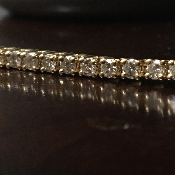 14k yellow gold diamond tennis bracelet 5ct - Picture 6 of 8